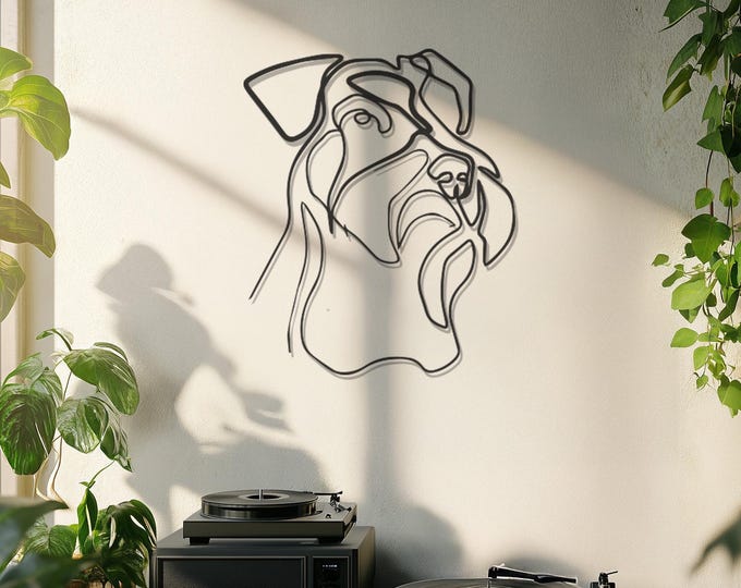 Metal Dog Wall Art Decor, Line Art Dog Portrait, Modern Pet Wall Decor, Wire Art Dog Hanging, Abstract Dog Lover Gift, Unique Pet Wall Art .