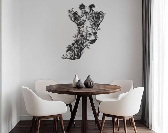 Metal Giraffe Wall Decor, Trees and Giraffe Sign, Metal Wall Art Decor, Room Decor, Father's Day Gift, Animal Lovers Gİft, Gift for Home