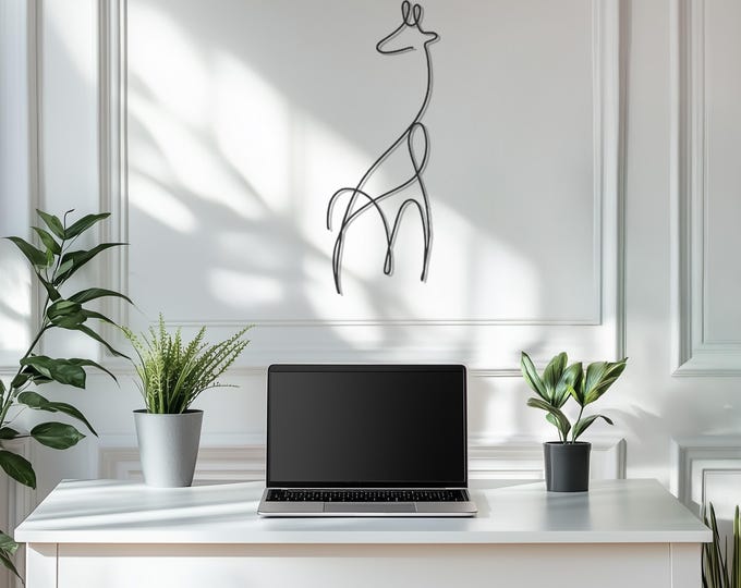 Minimalist Giraffe Metal Wall Art Decor, Giraffe Metal Decor, Minimalist Line Art, Metal Wall Decor, Home Wall Hangings, Father's Day Gift