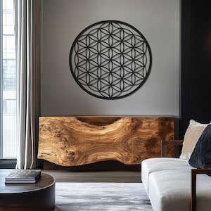 Flower of Life Metal Wall Art, Sacred Geometry Wall Decor, Modern Geometric , Minimalist Metal Mandala, Spiritual Wall Hanging,Theta Healing