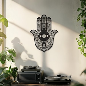 Metal Hamsa Hand Wall Art: Mandala Evil Eye, Boho Decor