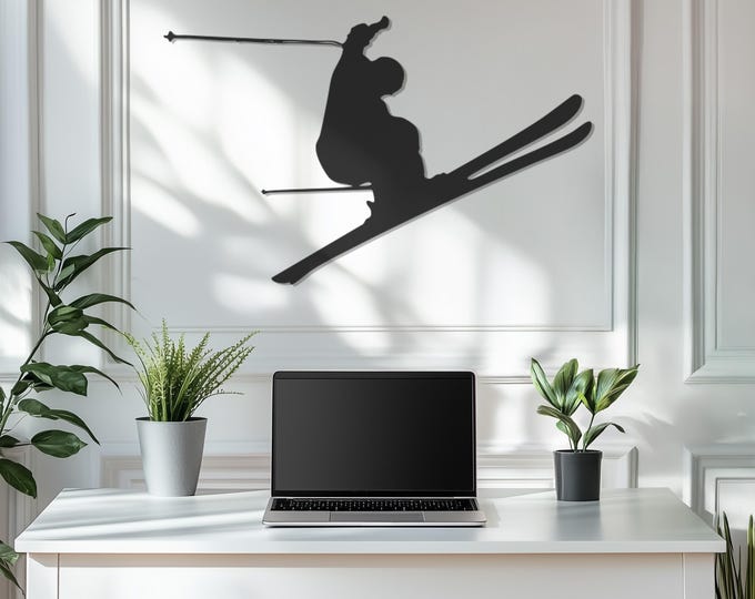 Skier Metal Wall Art, Mancave Decor, Metal Wall Art Decor,  Winter Sport Decor, Room Decor, Father's Day Gift, Gift for Home, Gift for Him