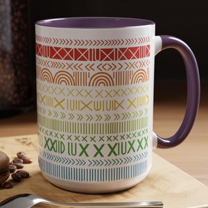 Rainbow Geometric Coffee Mug: Colorful Ceramic Tea Cup
