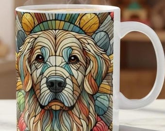 Golden Retriever Stained Glass Mug: Dog Lover Gift