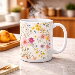 Wildflower Bouquet Mug | Floral Ceramic Coffee Cup - Etsy