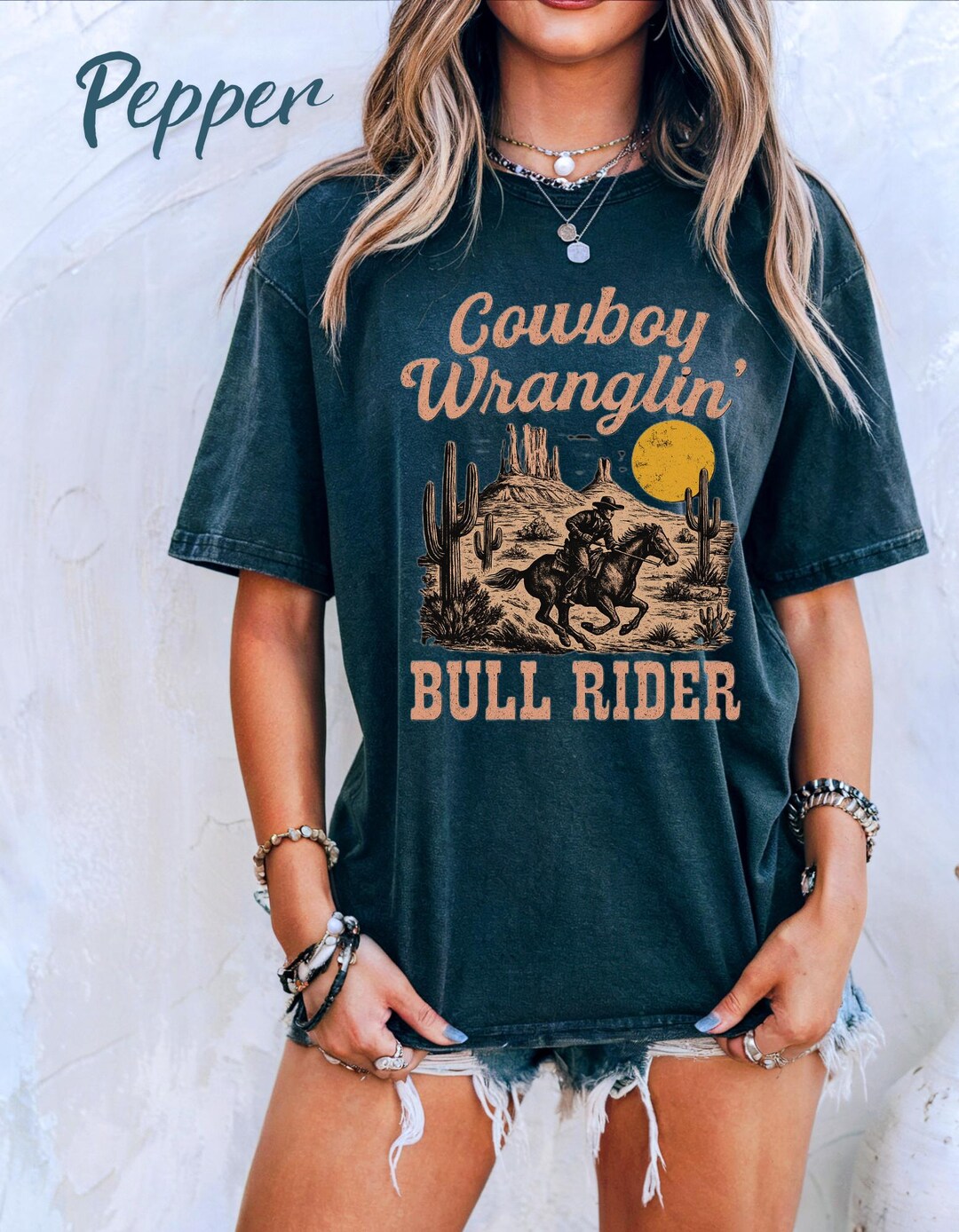 Cowboy Bull Rider T-shirt: Western Rodeo Tee, Comfort Colors - Etsy