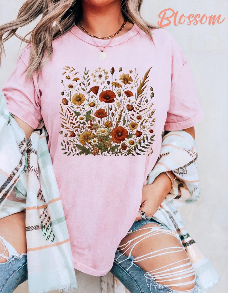 Boho Wildflowers T-shirts - Bohemian Style, Best Sellers T-shirt ...