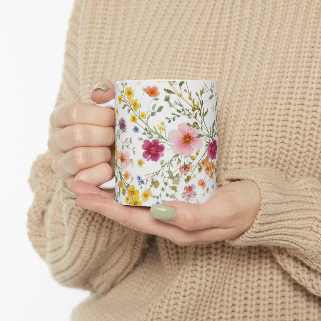 Wildflower Bouquet Mug | Floral Ceramic Coffee Cup - Etsy