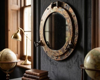 Vintage Nautical Porthole Mirror | Antique Brass Ship Porthole Wall Decor  Maritime Round Mirror for Living Room, Beach House & Coastal Home