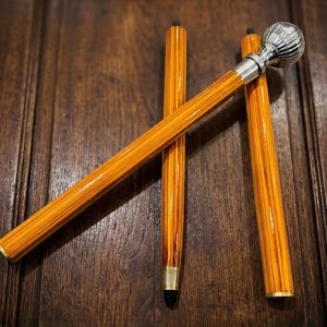 Foldable Wooden Walking Cane with Silver Knob Handle – Vintage Style Gentleman's Stick
