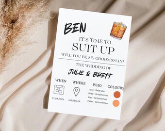 Groomsmen Proposal Card | Will You Be My Groomsman | Groomsman Proposal & Info Card | Best Man Proposal | Groomsmen Gifts