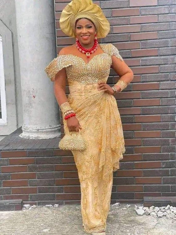 gold traditional dresses Gold George Dress: Luxury African Wedding, Igbo Bride Style