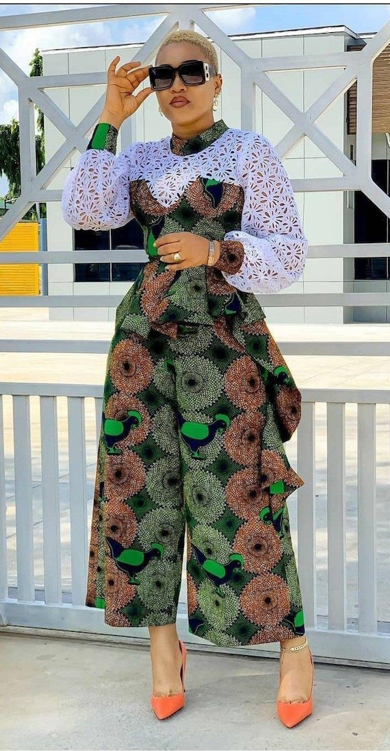 Ankara And Lace Jumpsuit Aso Ebi Jumpsuit Styles Cheap