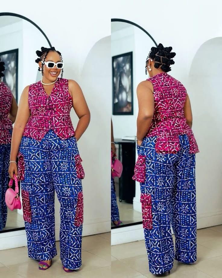 Ankara Cargo Pants and Top Set: African Print Two Piece Outfit