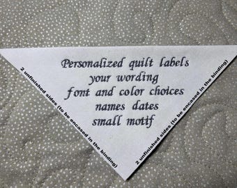 Personalized embroidered corner QUILT LABEL triangle shaped custom customized label for quilts quality cotton quilt labels