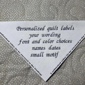 Personalized embroidered corner QUILT LABEL triangle shaped custom customized label for quilts quality cotton quilt labels