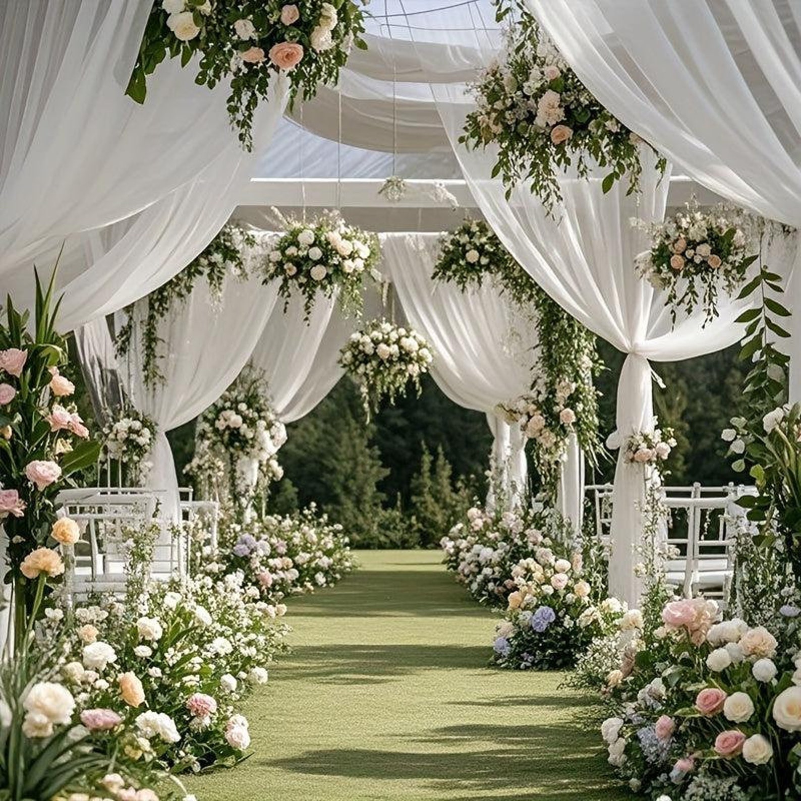 2pcs Elegant White Wedding Arch Drapes 6 5yard Perfect for Ceremony