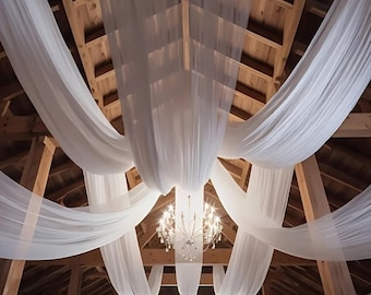 Wedding Arch Drapes, 6.5 Yards White Drapery Fabric for Ceremony Decor
