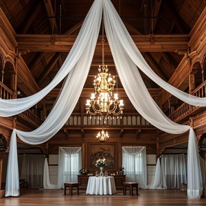 Elegant Polyester Sheer Draping Fabric 31.1inch x 234inch - Versatile Ceiling Chiffon Voile for Wedding Arch, Ceremony Backdrop, Table &