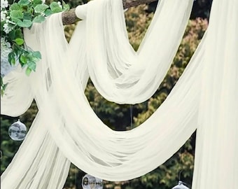Wedding Arch Drapes, 6.5 Yards Sheer White Fabric for Ceremony Decor