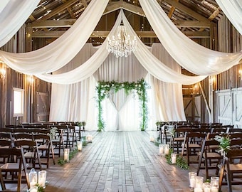 Elegant White Wedding Arch Fabric - 26.2ft X 2.5ft | Perfect For Ceremonies, Receptions & Romantic Decor | Ideal For Bridal Showers,