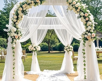 Wedding Arch Fabric, Extra Large White Polyester Chiffon Draping 19.6ft x 5.2ft