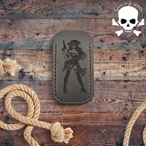 Handmade Italian Pueblo Leather Slip: Anne Bonny Pirate Design (Sm)