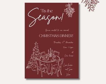 Tis the season Christmas Dinner party digital invitation