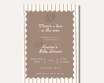 There’s a bun in the oven neautral baby shower invitation template
