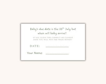 Golf theme Baby Shower due date prediction cards | Betting slips activity game (Digital download)