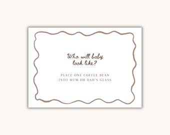 Café Bébé Baby Shower Who will baby look like? A5 signage (Digital download)