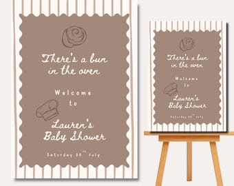 There’s a bun in the oven baby shower Welcome Sign:  (Digital Printable)