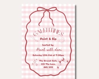 Galentines paint and sip night digital downloadable invitation