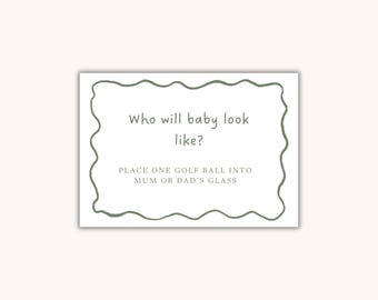 Baby Shower Game: Who Will Baby Look Like? Golf theme Activity Print