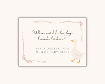 Mother goose Baby Shower Who will baby look like? A5 signage (Digital download)
