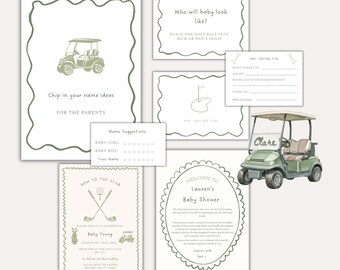 A new member to the club golf Baby shower themed printed stationery bundle