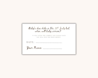 Café Bébé Baby Shower due date prediction cards | Betting slips activity game (Digital download)