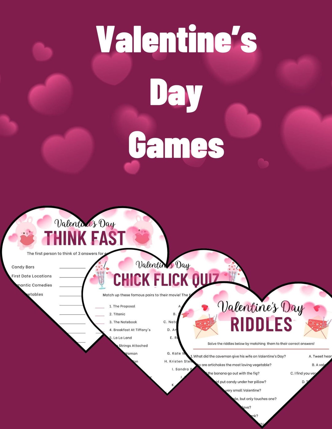 13 jeux à imprimer pour la Saint-Valentin, jeux de couple pour la Saint ...
