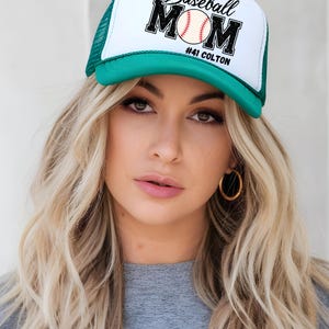 Custom baseball mom hat, baseball mom hat, baseball mom trucker hat, baseball mom, baseball mom gift, baseball mama hat,baseball mama custom image 4