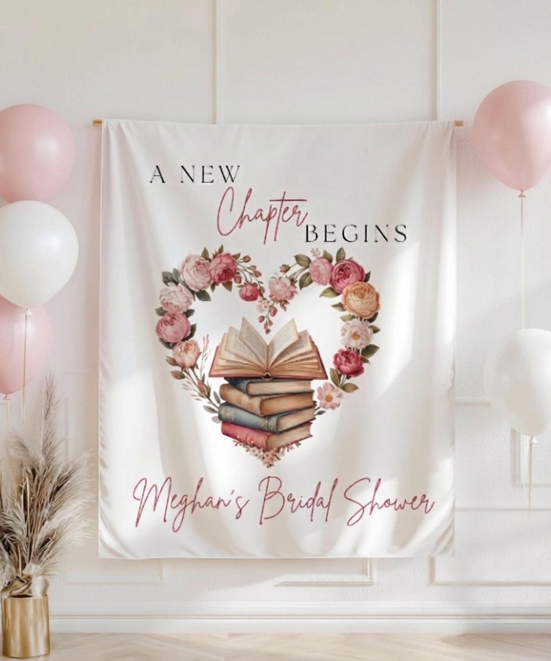 A New Chapter Begins Bridal Shower Banner, Book Themed Bridal Shower ...