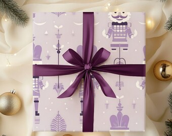 Pastell Nussknacker Geschenkpapier, Lavendel Weihnachtsgeschenkpapier, Ballett Urlaub Geschenkpapier, Nussknacker Geschenkverpackung, Nussknackerpapier