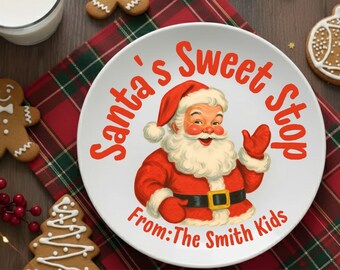 Santa's Sweet Stop cookie Plate, Santa Plate, Kids Santa Plate, Christmas Eve cookie Plate, Cookies for Santa Plate, Custom Santa Plate
