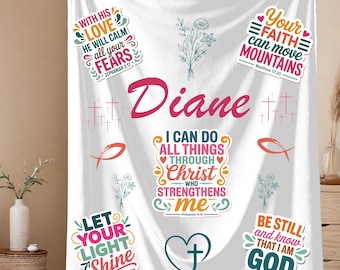 Personalized Bible Verse Blanket, Custom Scripture blanket, Christian Inspirational gift for women, faith gift for women, bible verse gift