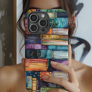 Custodia per telefono Bookish Fantasy, custodia per telefono Book Shelf, custodia per iPhone 15, custodia per iPhone 7, custodia per telefono per amanti dei libri, regalo per amanti dei libri, custodia per Samsung Galaxy