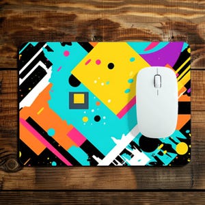 Retro 80&#39;s Splatter Mouse Pad, aesthetic gamer desk setup, splatter lovecore cyber mouse pad, y2k twitch streamer mouse pad, streamer mouse
