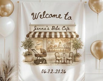 Baby Shower de Café Bebe, Pancarta para Baby Shower de Café Bebe, Fondo personalizado para Baby Shower, Baby Shower con temática de café, Letrero neutro para Baby Shower