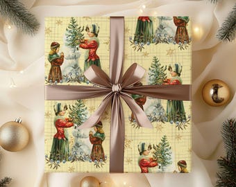 Carta da regalo vintage natalizia, carta da regalo per le feste vittoriane, carta da regalo vintage natalizia, carta da regalo vintage natalizia