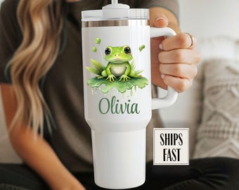Frog 40oz tumbler with lid and handle, Frog tumbler, cute Frog  tumbler, Frog lover gift, Frog lover tumbler, Frog gifts, frog mug, frog cup