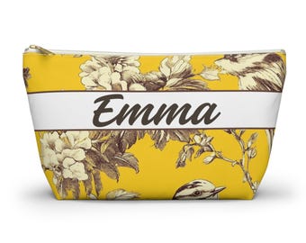 Custom Mahjong Tile Bag, Personalized Name fall floral Toile Design Pouch, Mahjong Accessory Gift for Players, Travel Tile Storage Bag