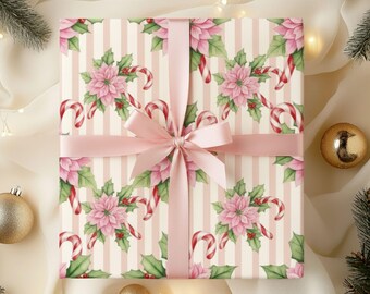Carta da regalo natalizia rosa, carta da regalo natalizia, carta da regalo natalizia floreale rosa, confezioni natalizie, carta da regalo, carta da regalo per le feste